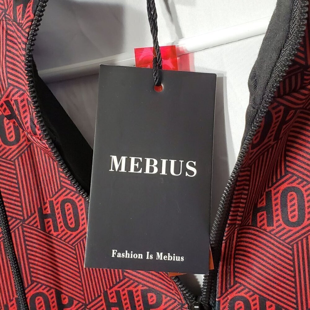 Mebius Men's Hip Hop Hoodie Jacket Size M Ombre Red & Black Full Zip NWT - Picture 4 of 9